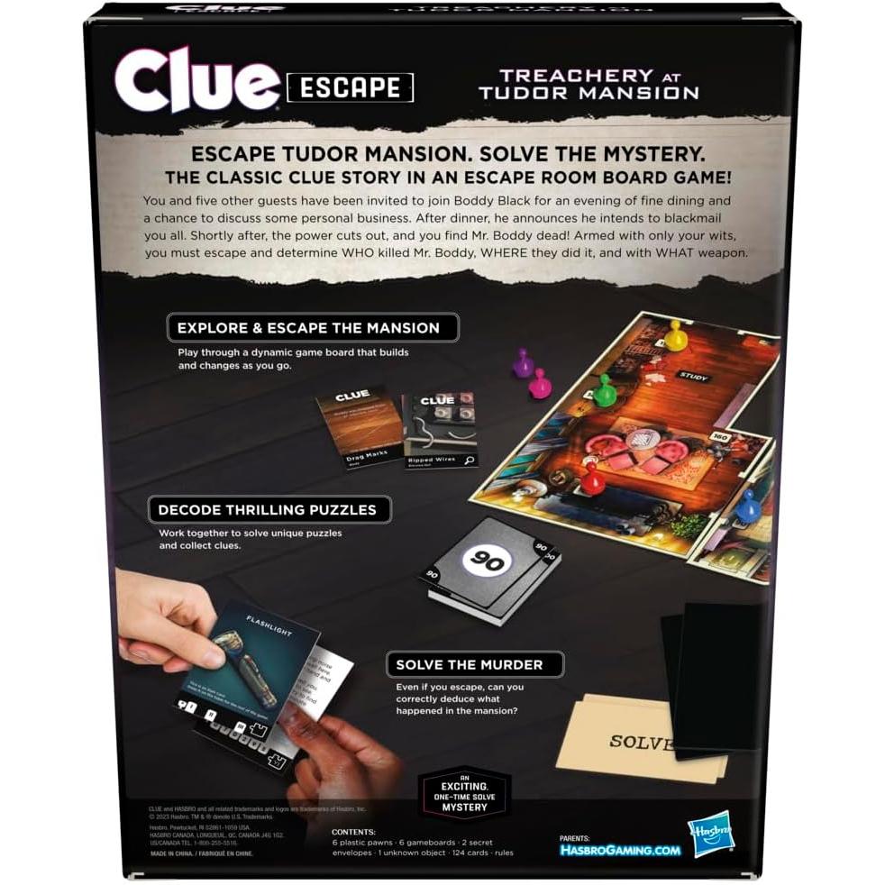 Hasbro Games Clue Escape & Solve Mystery Board Game - Treachery at Tudor Mansion