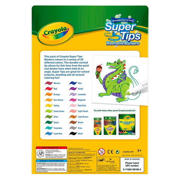 Crayola Washable Super Tips, 20 count
