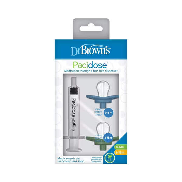 Dr Brown's Pacidose Liquid Medicine Dispenser for Babies with 2 Pacifier Bulbs - 0-6M & 6-18M