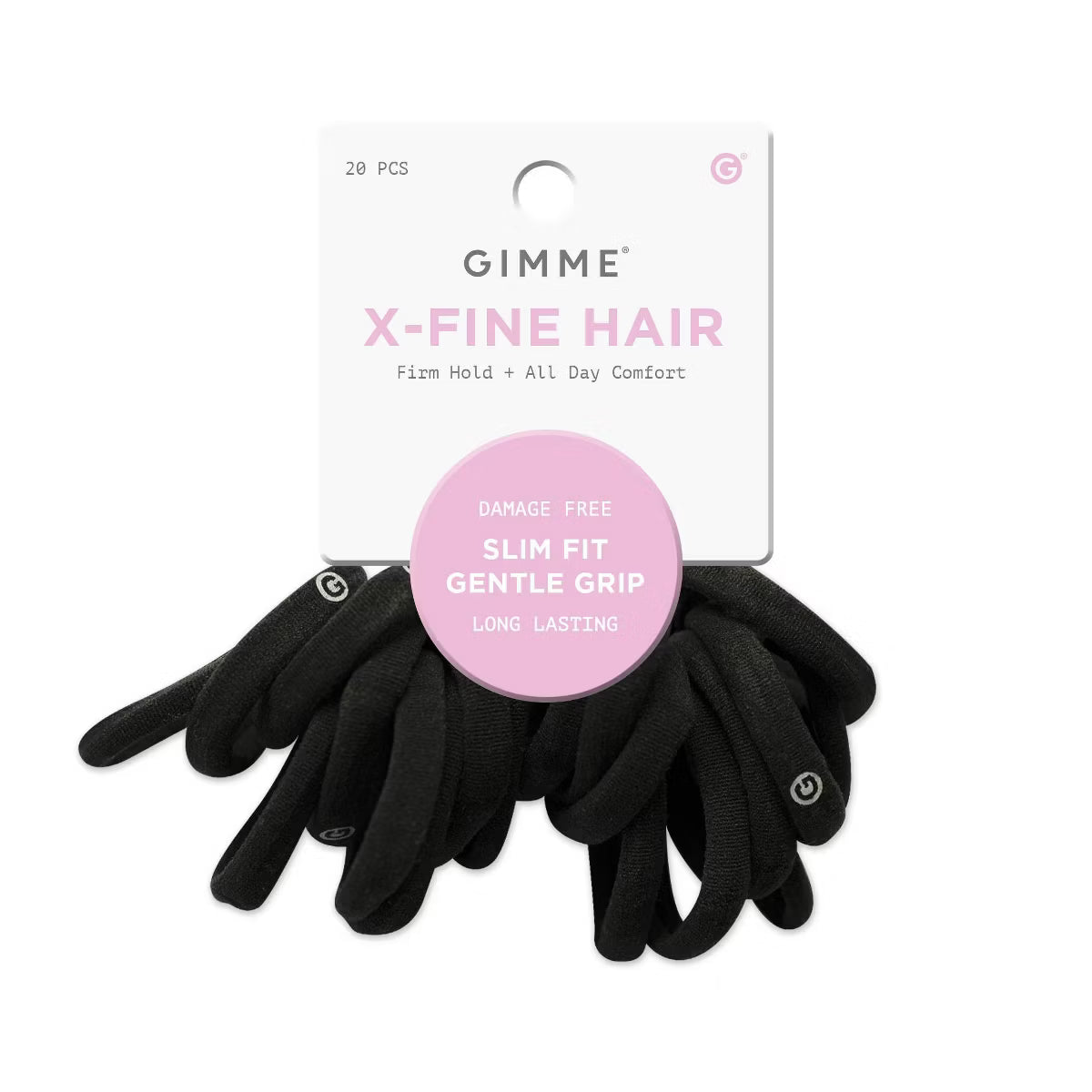 GIMME X-Fine Hair Firm Hold + All Day Comfort Hair Bands - Black, 20 count