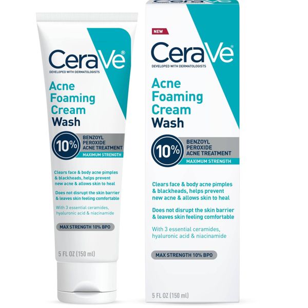 CeraVe Acne Control Foaming Face Cleanser - 10% Benzoyl Peroxide, 5 oz
