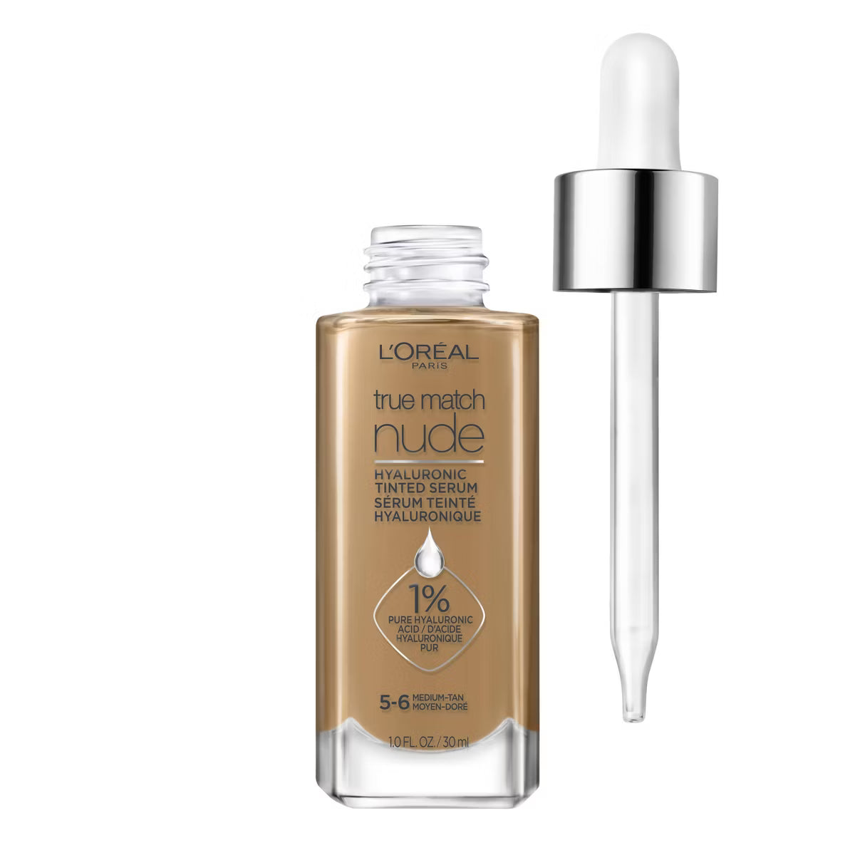 L'ORÉAL PARIS True Match Hyaluronic Tinted Serum Makeup Skincare Hybrid, 5-6 Medium-Tan, 1 fl oz