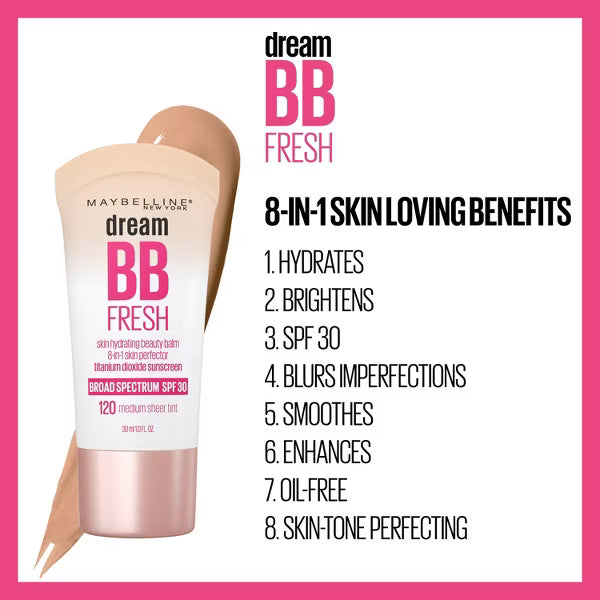 MAYBELLINE New York Dream BB Fresh BB Cream, 130 Medium / Deep, 1 oz
