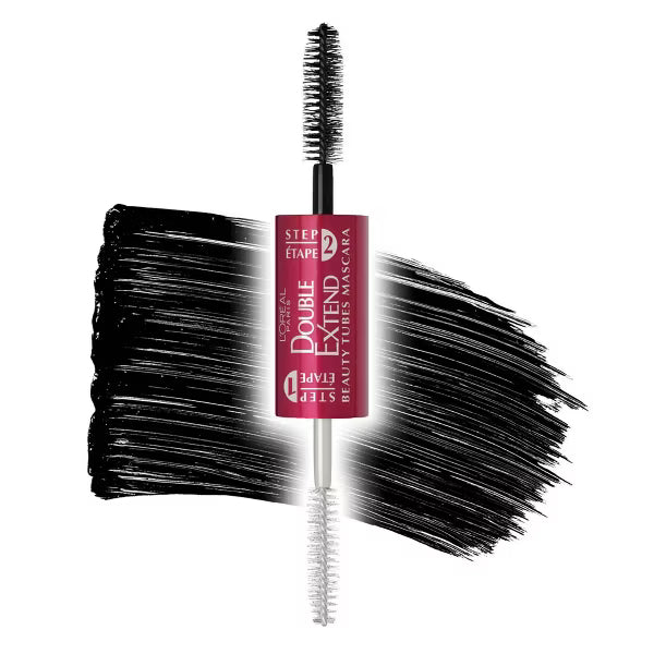 L'ORÉAL PARIS Double Extend Beauty Tubes Lengthening Mascara and Basecoat, 570 Black, 0.33 fl oz