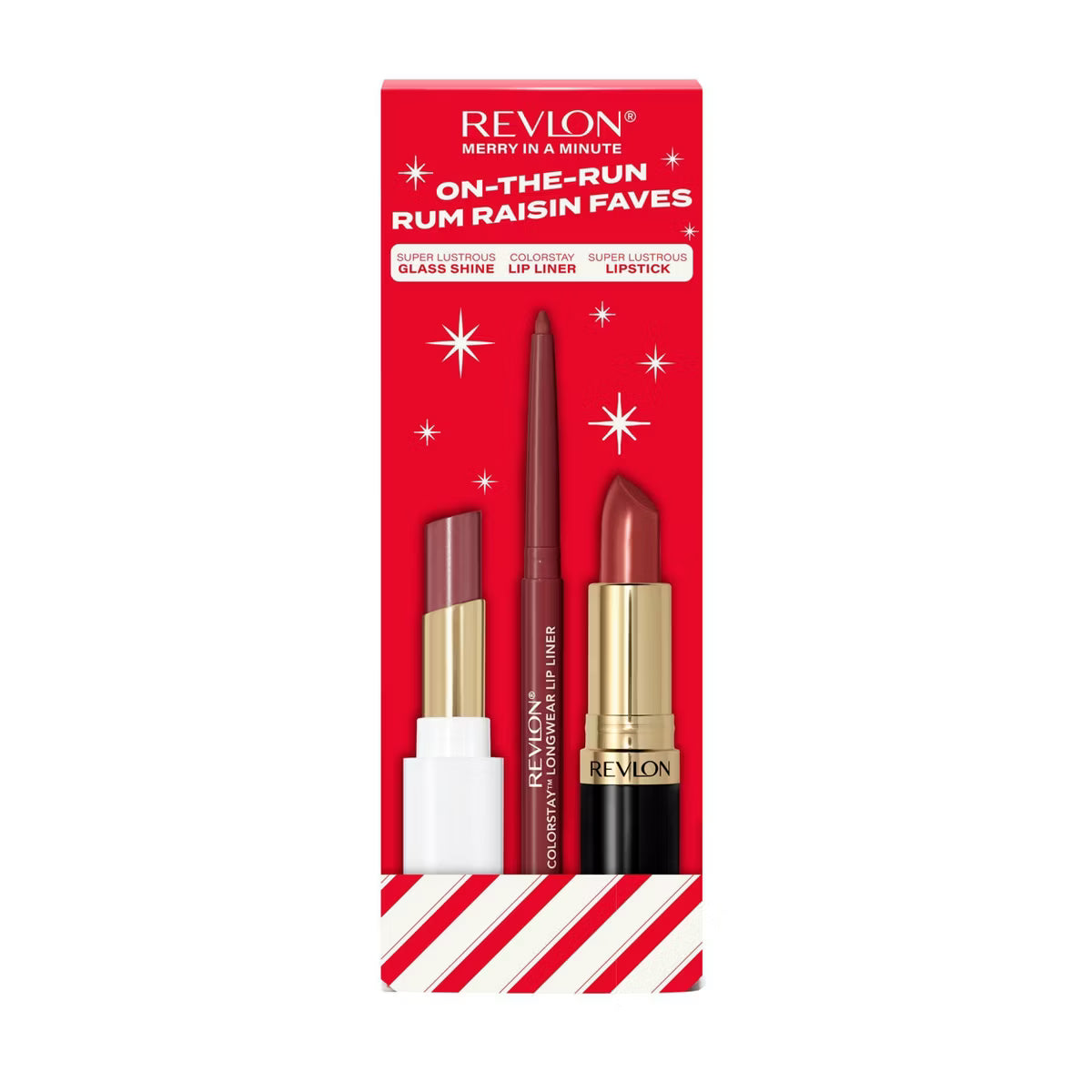 REVLON Liner, Lipstick & Balm Lip Kit - Rum Raisin Gift Set, 3 count