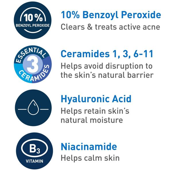 CeraVe Acne Control Foaming Face Cleanser - 10% Benzoyl Peroxide, 5 oz