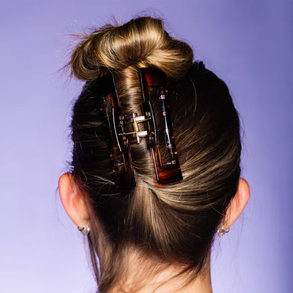 GIMME Thick Hair Rectangle Claw Clip - Black and Tortoise, 2 count