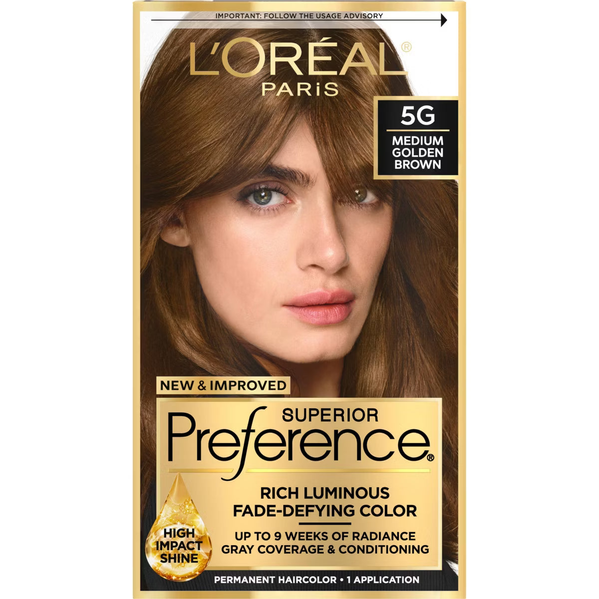 L'ORÉAL PARIS Superior Preference Permanent Hair Color, 5G Medium Golden Brown, 6.5 fl. oz.