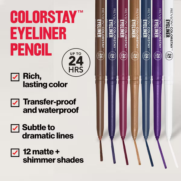REVLON ColorStay Pencil Waterproof Eyeliner With Built-In Sharpener - 213 Navy