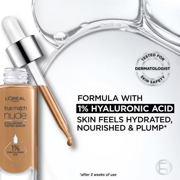 L'ORÉAL PARIS True Match Hyaluronic Tinted Serum Makeup Skincare Hybrid, 1-2.5 Rosy Light, 1 fl oz