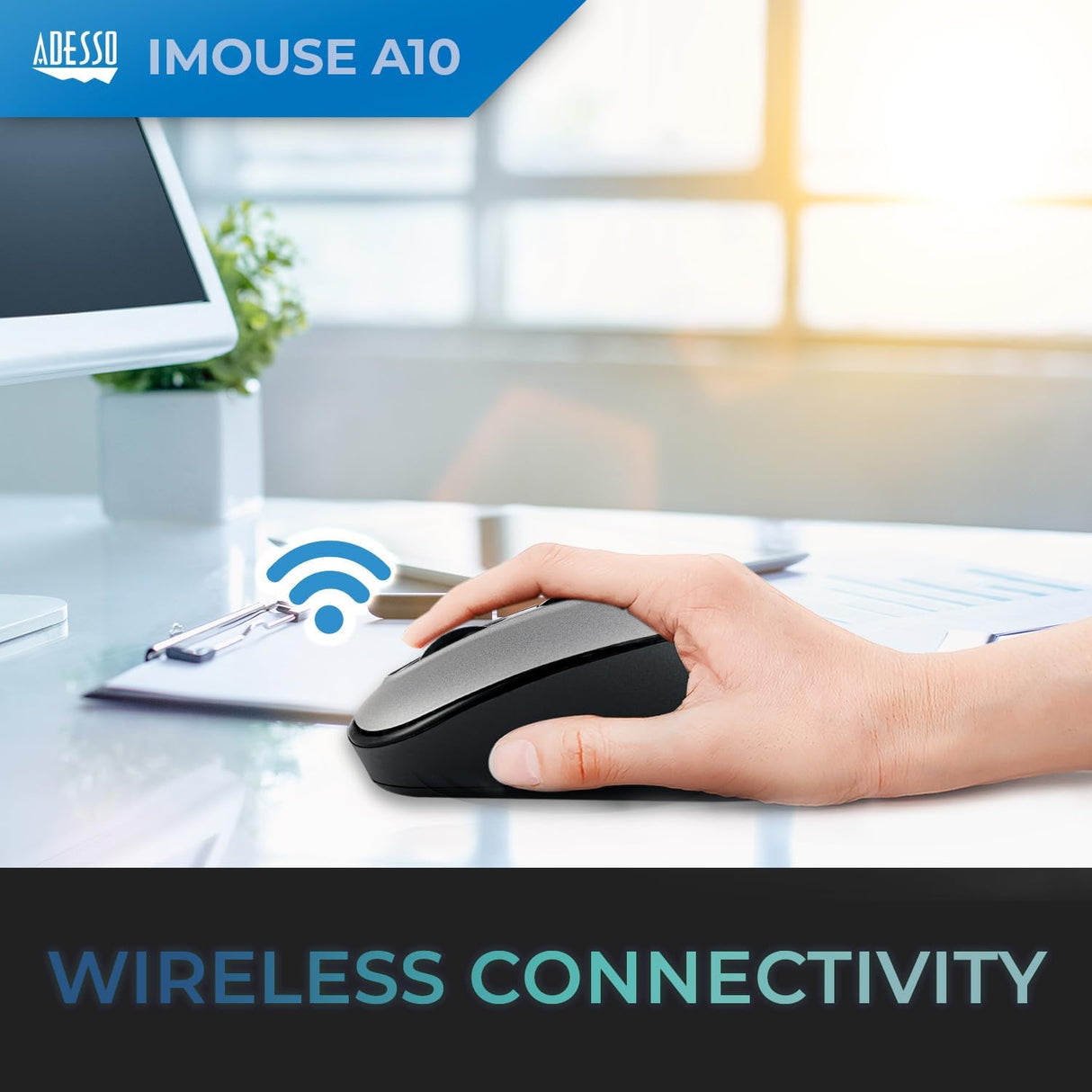 Adesso iMouse A10 Antimicrobial Wireless Mouse - Black and Silver-783750010672-LR-340064-6-LR eShop