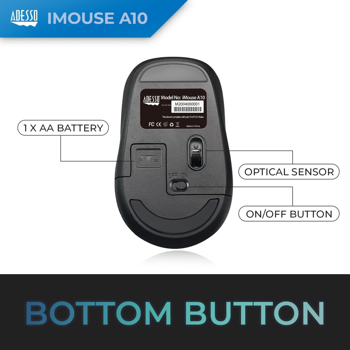 Adesso iMouse A10 Antimicrobial Wireless Mouse - Black and Silver-783750010672-LR-340064-9-LR eShop