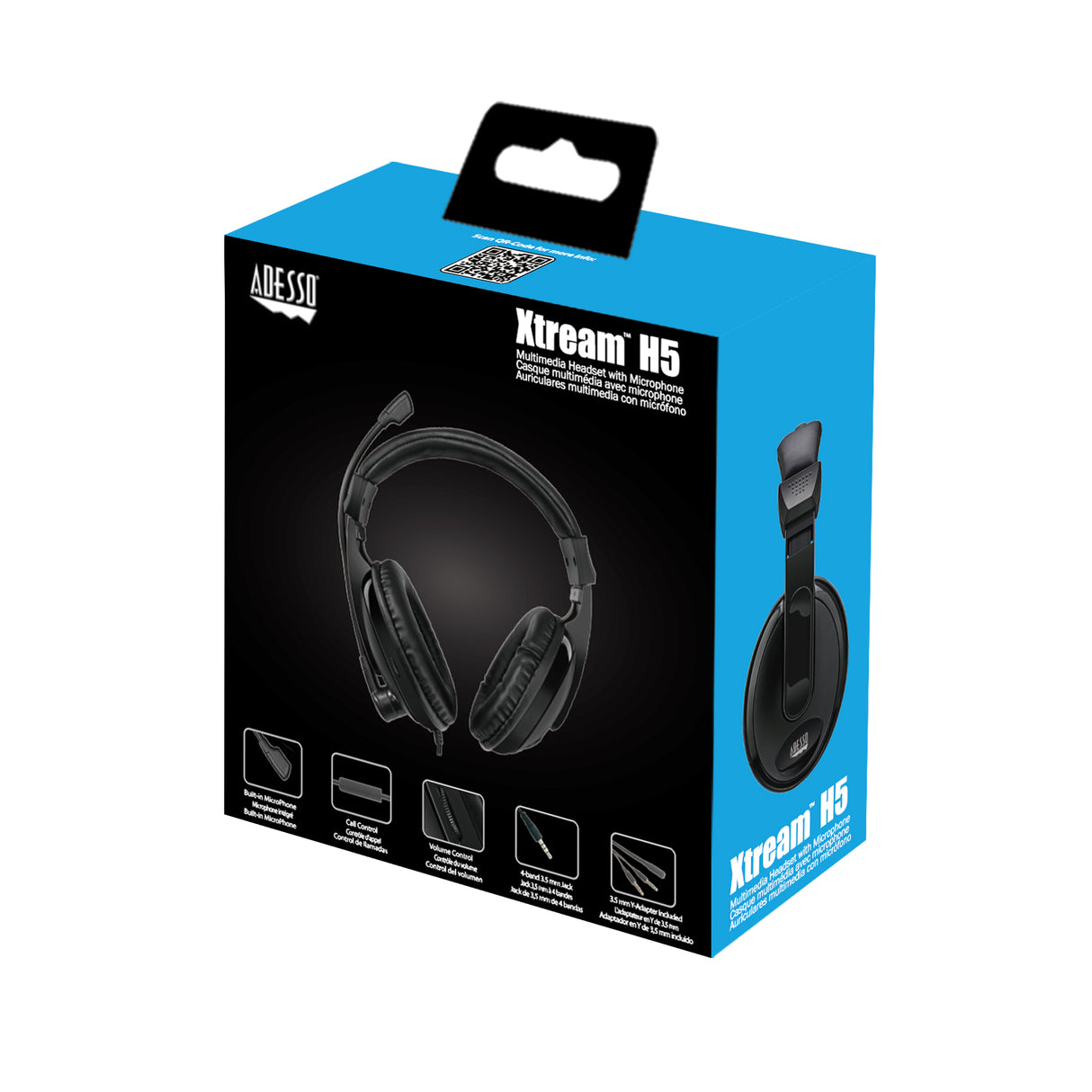 Adesso Xtream H5 Stereo Multimedia Headset with Microphone - Black-783750009232-LR-322136-7-LR eShop