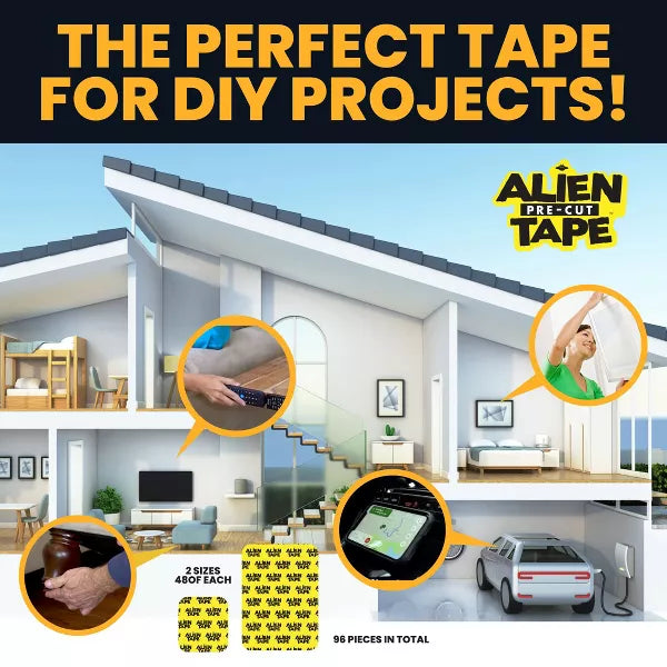 ALiEN Tape Pre-Cut Multipurpose Grip Removeable Mounting Tape, 96 Pieces-080313085192-LR-352841-4-LR eShop