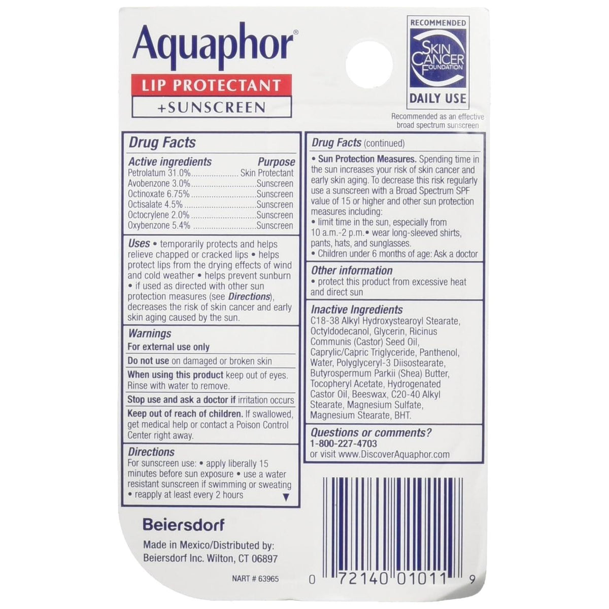 Aquaphor Lip Repair Stick Moisturizing Lip Balm Plus Protect - SPF 30-072140010119-LR-279016-3-LR eShop