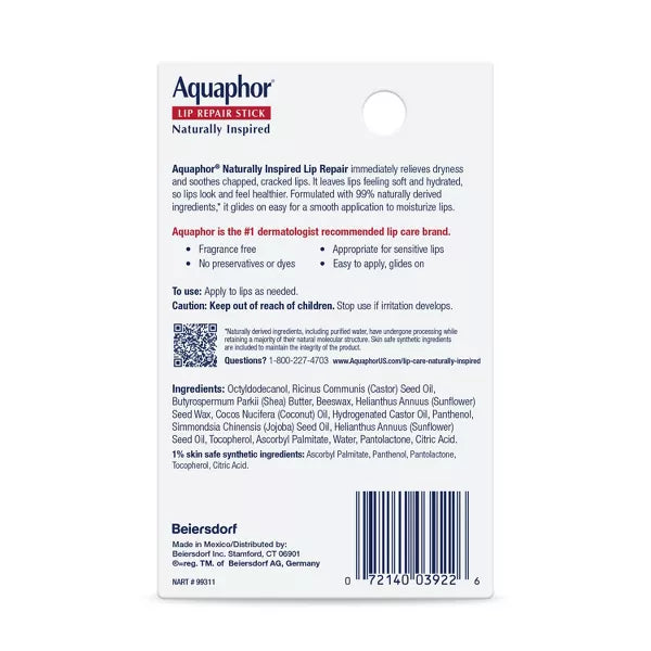 Aquaphor Naturally Inspired Lip Repair Stick - Coconut Oil-072140039165-LR-357204-10-LR eShop