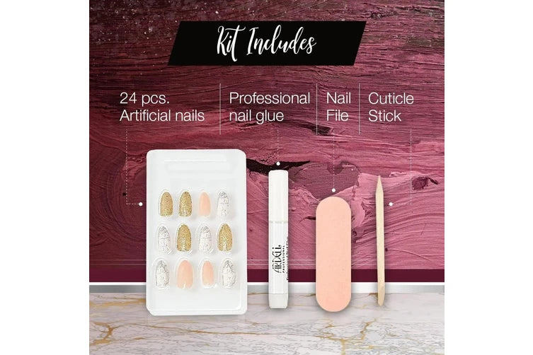 Ardell Nail Addict Premium Artificial Nail Set - Pink Marble & Gold-074764758842-LR-338505-3-LR eShop
