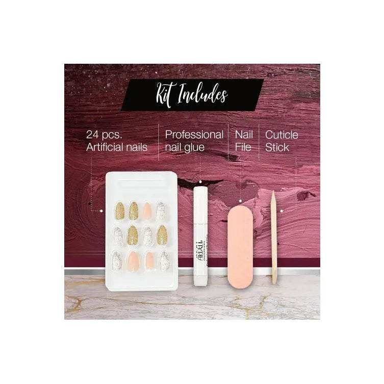 Ardell Nail Addict Premium Artificial Nail Set - Pink Marble & Gold-074764758842-LR-338505-3-LR eShop