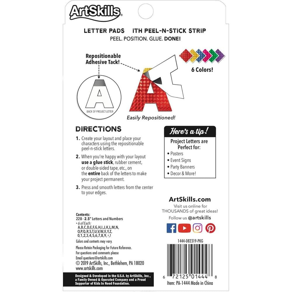 ArtSkills 2.5" Paper Poster Letters and Numbers - Holographic, 228 count-672125014448-LR-317736-4-LR eShop