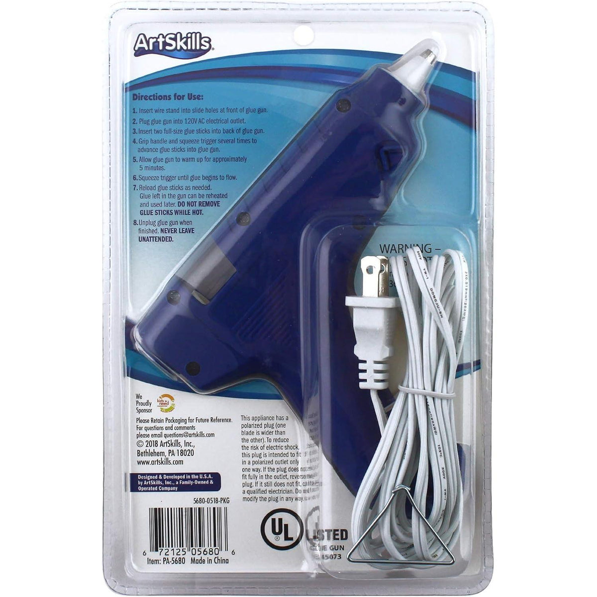 ArtSkills High Temperature Hot Glue Gun With Extra Long Cord - Blue-672125056806-LR-349750-4-LR eShop