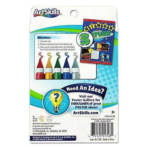 ArtSkills Puffy Classic Jumbo Rainbow Glitter Glue Pens, 5 count-672125013281-LR-189506-2-LR eShop