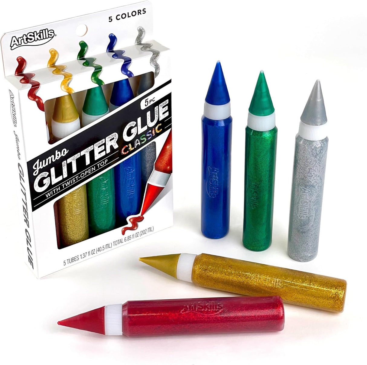 ArtSkills Puffy Classic Jumbo Rainbow Glitter Glue Pens, 5 count-672125013281-LR-189506-3-LR eShop