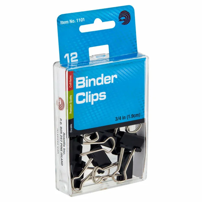 Ava .75" Binder Clips - Black, 12 count-813245011522-LR-324218-2-LR eShop