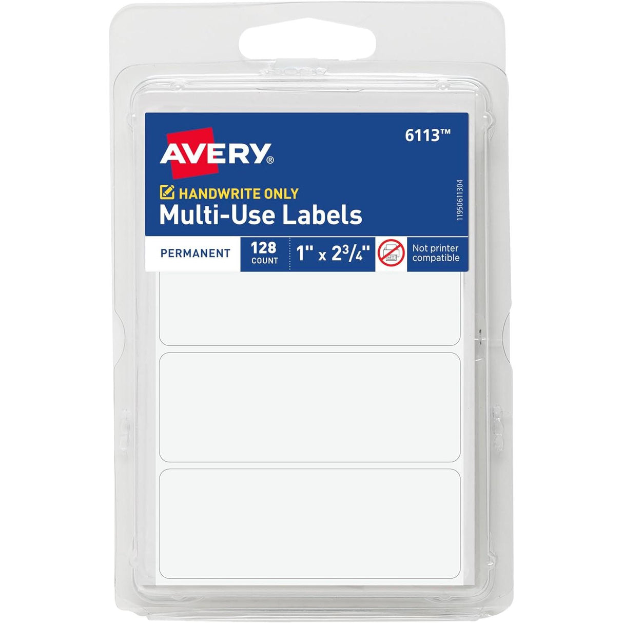 Avery All Purpose Labels, 1" x 2.75" - White, 128 count-072782061135-LR-25361-1-LR eShop