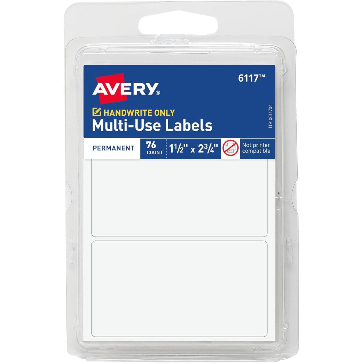 Avery All Purpose Labels, 1.5" x 2.75" - White, 76 count-072782061173-LR-25379-1-LR eShop