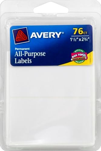 Avery All Purpose Labels, 1.5" x 2.75" - White, 76 count-072782061173-LR-25379-4-LR eShop