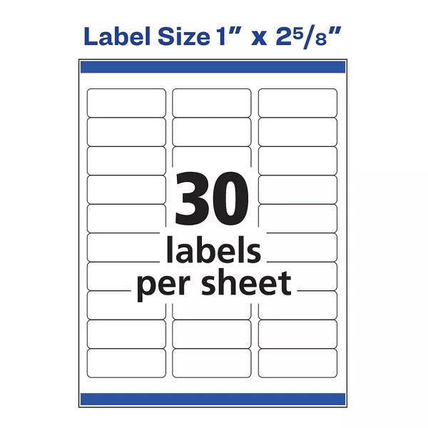 Avery Easy Peel Address Labels, 1" x 2.625" - White, 300 count-072782181604-LR-146271-2-LR eShop