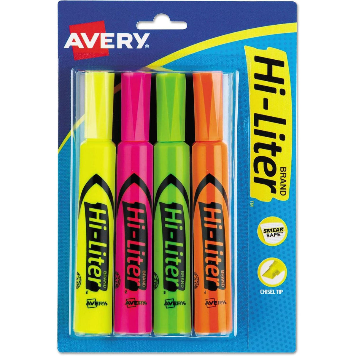 Avery Hi-Liter Fluorescent Desk Style Highlighters - Assorted, 4 count-071709240639-LR-08260-1-LR eShop