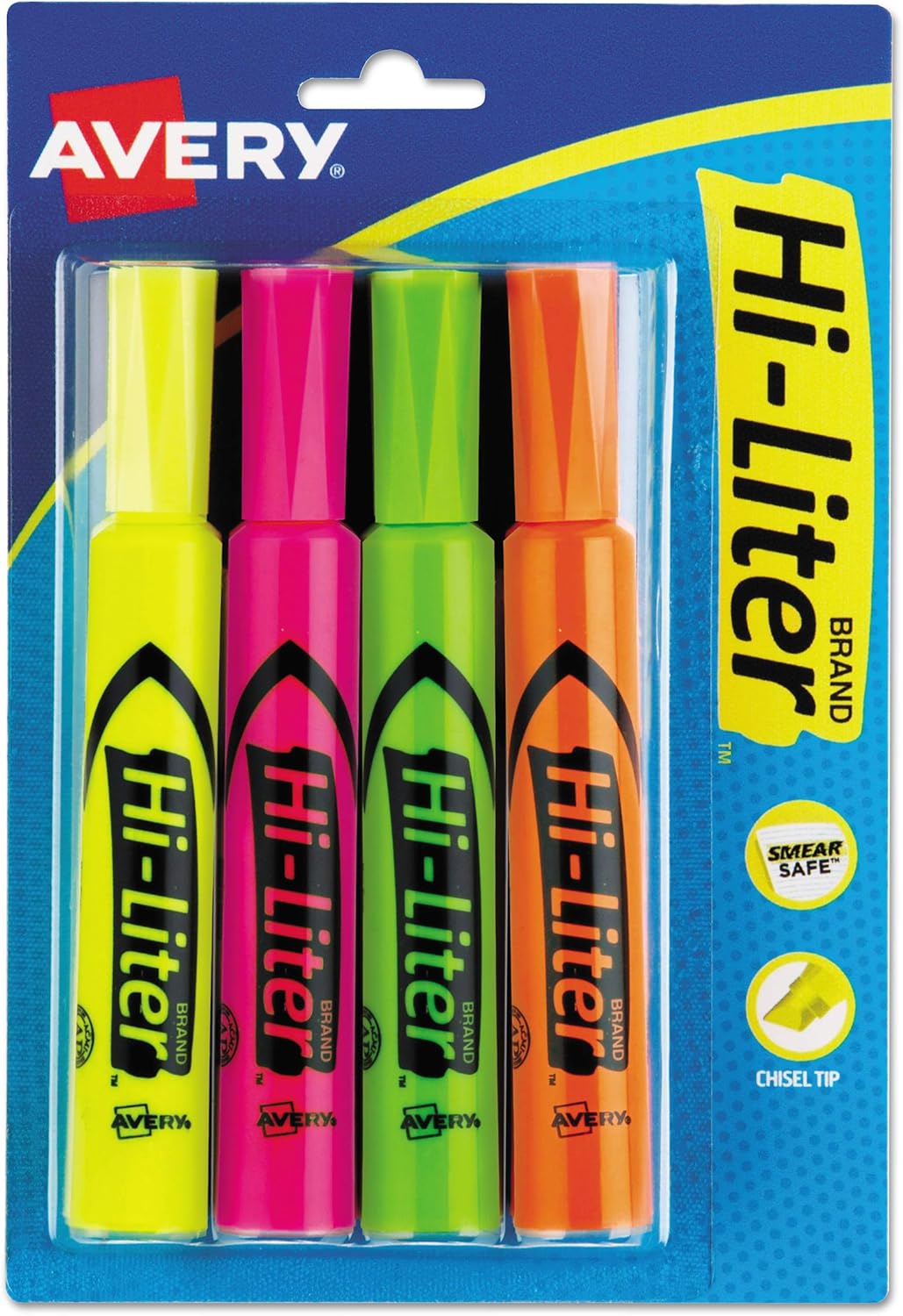 Avery Hi-Liter Fluorescent Desk Style Highlighters - Assorted, 4 count-071709240639-LR-08260-1-LR eShop