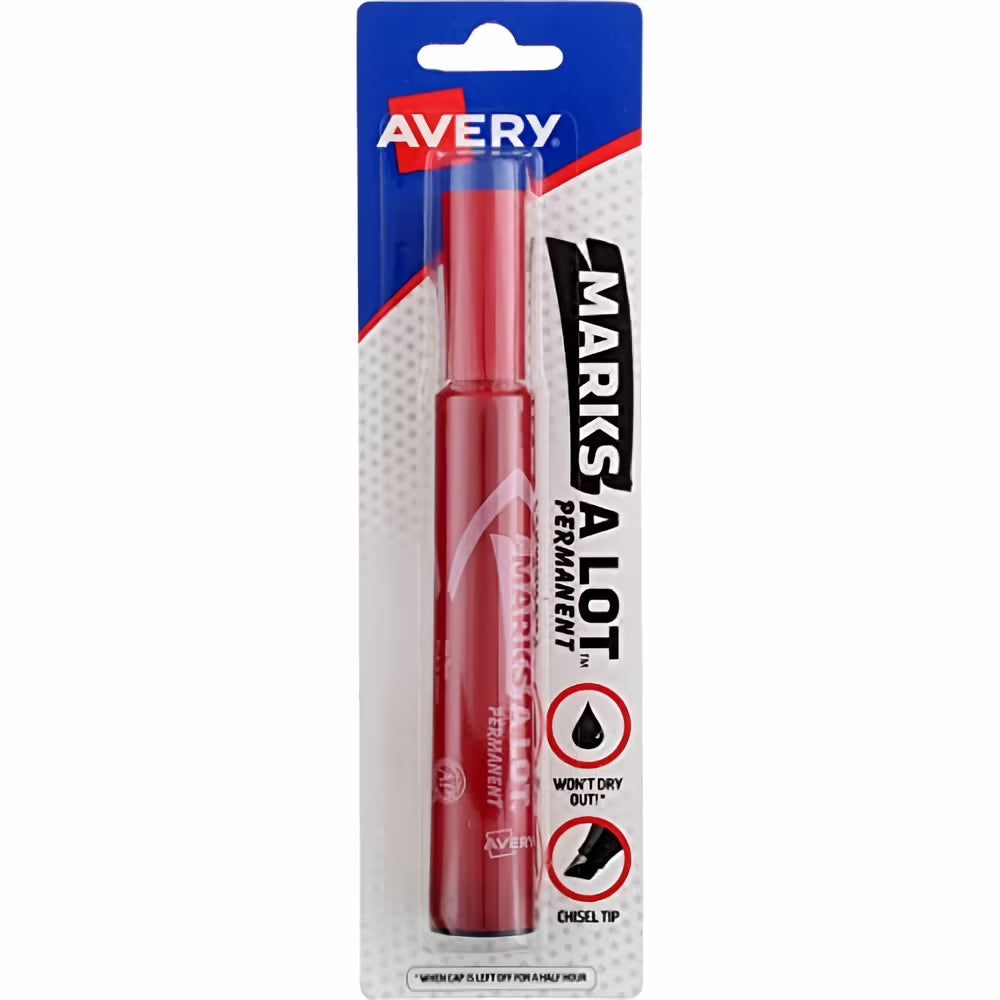 AVERY Marks-A-Lot Chisel Point Permanent Ink Marker - Red-071709178871-LR-00281-1-LR eShop