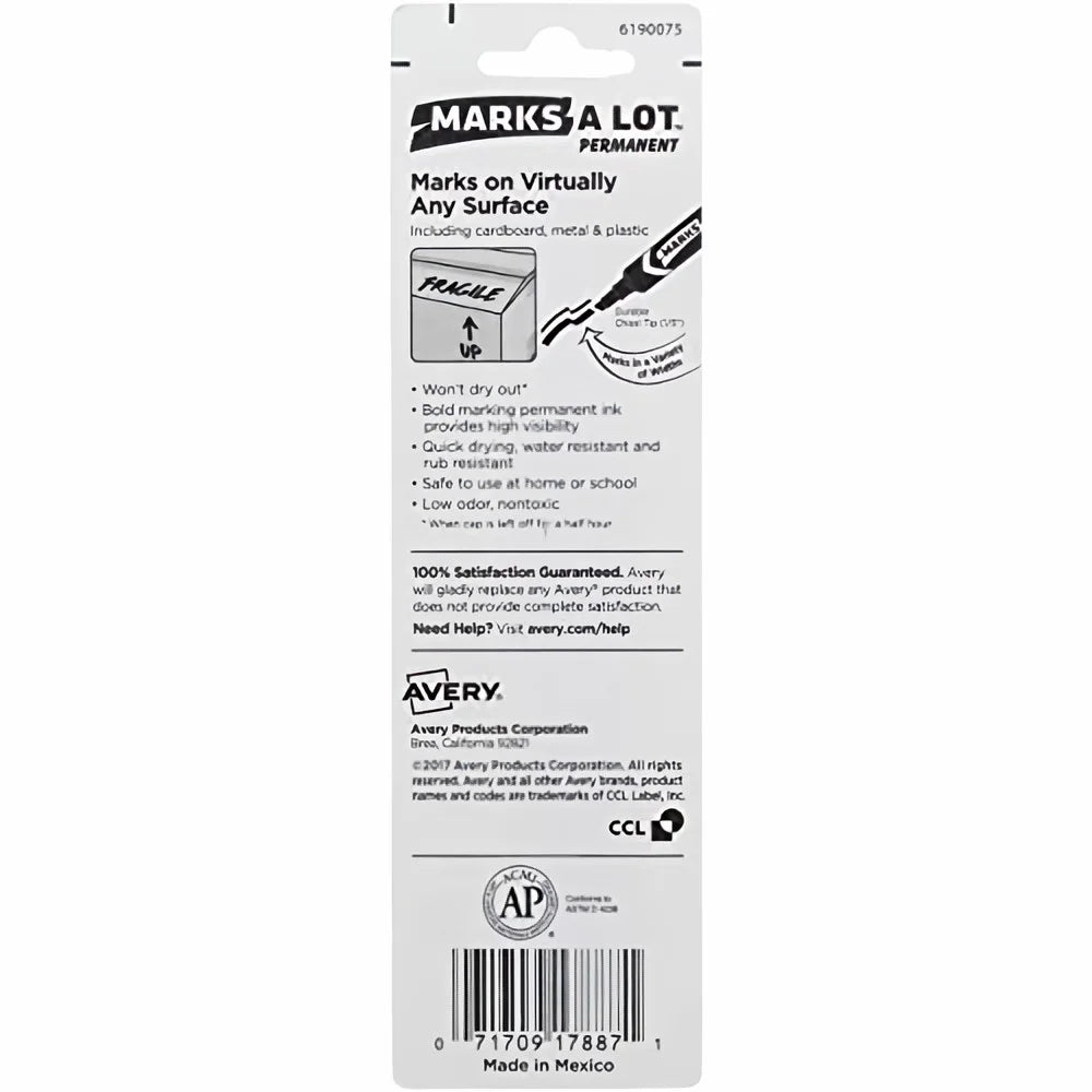 AVERY Marks-A-Lot Chisel Point Permanent Ink Marker - Red-071709178871-LR-00281-2-LR eShop