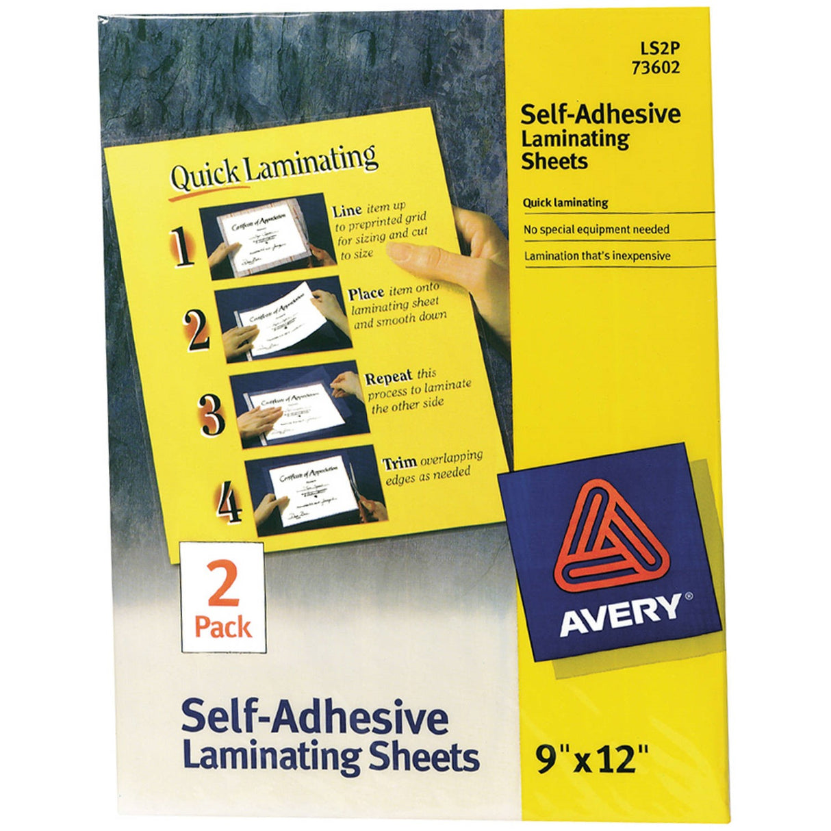 Avery Self-Adhesive Laminating Sheet, 9" x 12" - Clear, 2 count-077711736023-LR-185138-1-LR eShop