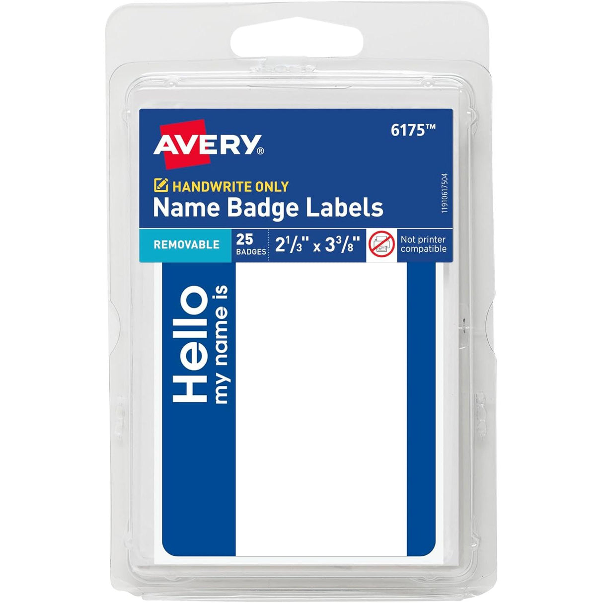Avery Self-Adhesive Name Badge Labels - Blue and White, 25 count-072782061753-LR-104229-1-LR eShop