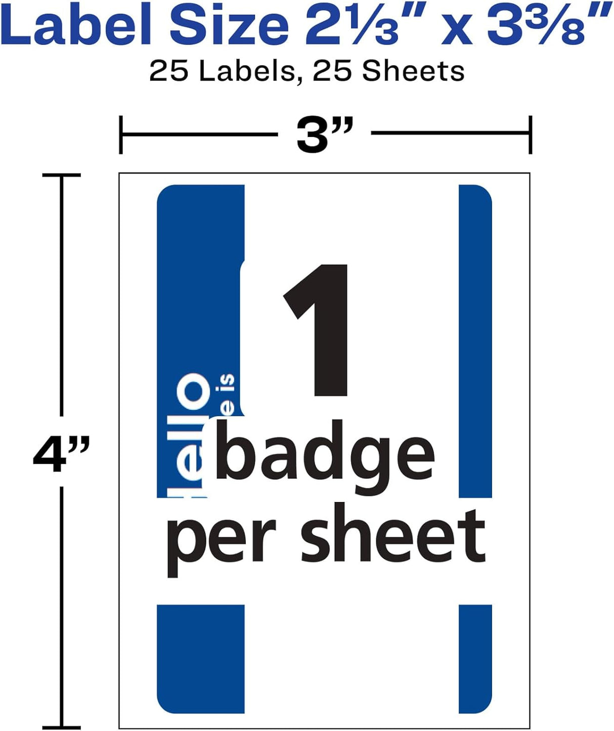 Avery Self-Adhesive Name Badge Labels - Blue and White, 25 count-072782061753-LR-104229-2-LR eShop
