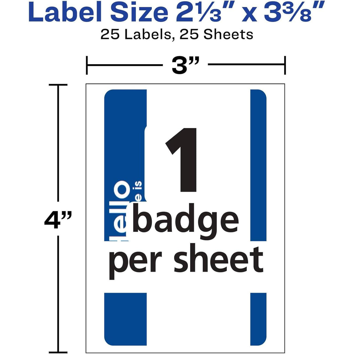 Avery Self-Adhesive Name Badge Labels - Blue and White, 25 count-072782061753-LR-104229-2-LR eShop