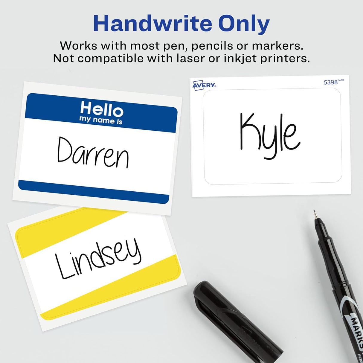 Avery Self-Adhesive Name Badge Labels - Blue and White, 25 count-072782061753-LR-104229-4-LR eShop