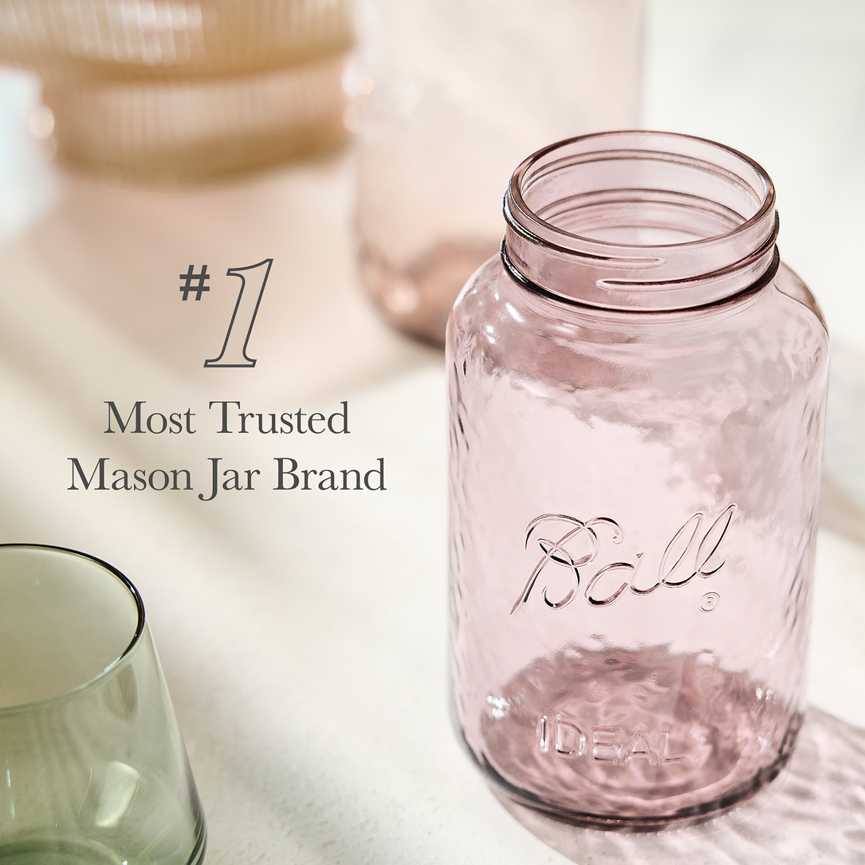 Ball Vintage Regular Mouth 32 oz Quart Canning Jars, Rose, 4 pk-014400100833-LR-362619-3-LR eShop