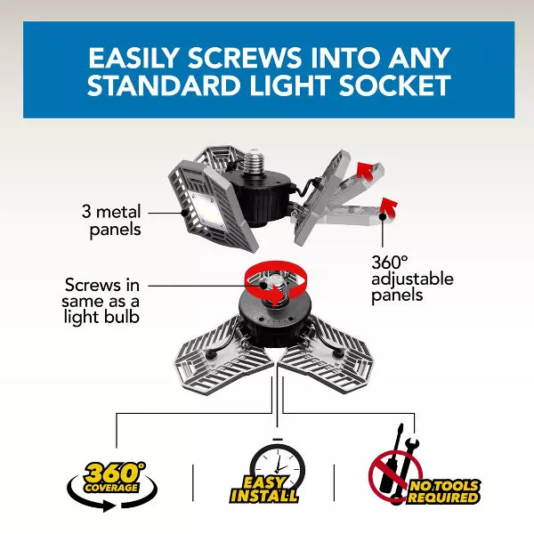 Bell + Howell TriBurst Multi-Directional LED 3 Panel Ceiling Light, 2000 Lumens-080313076428-LR-352816-3-LR eShop