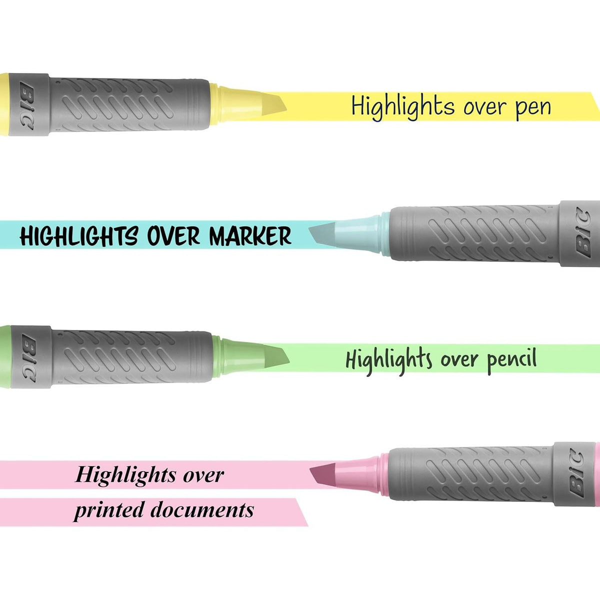 BiC Brite Liner Grip Pocket Highlighter - Assorted Pastels, 6 count-070330364110-LR-336912-2-LR eShop