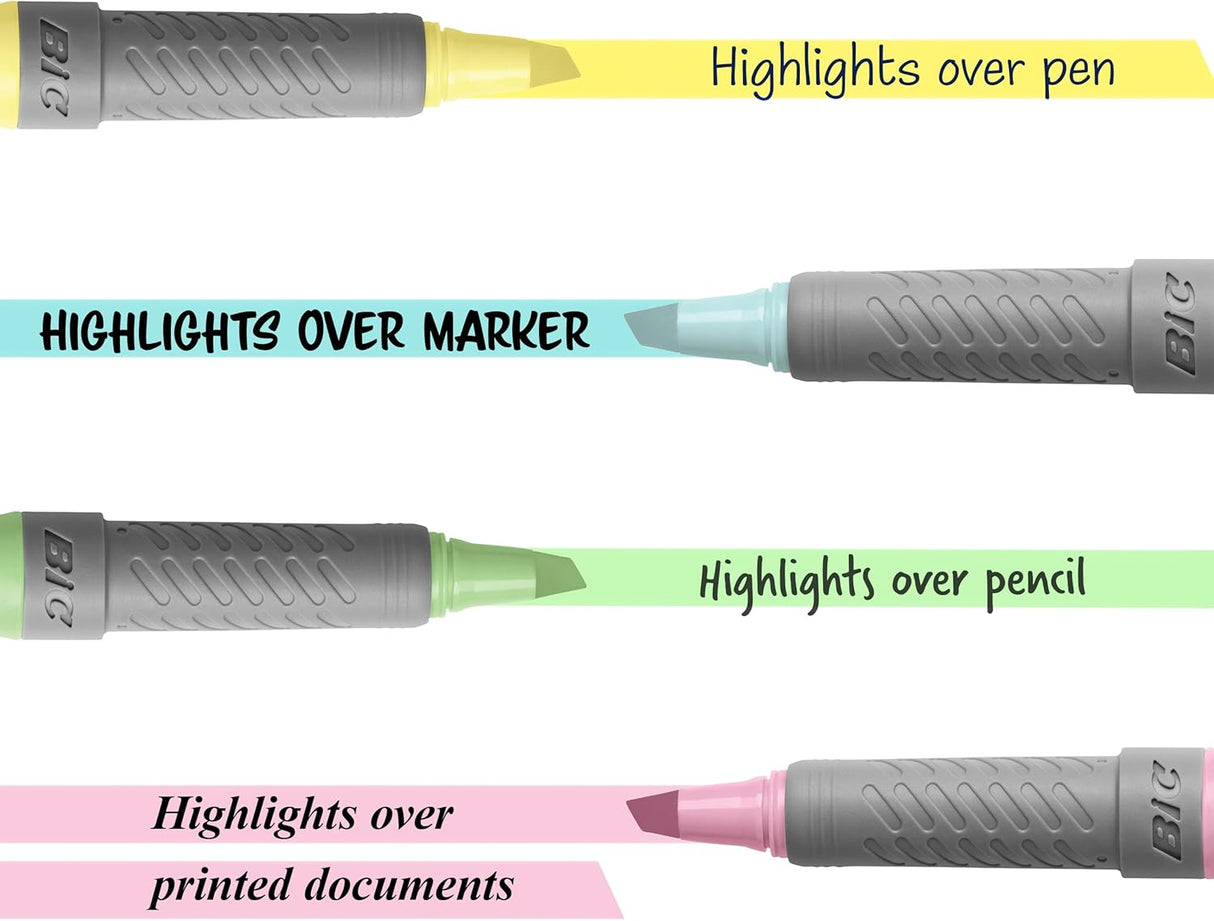 BiC Brite Liner Grip Pocket Highlighter - Assorted Pastels, 6 count-070330364110-LR-336912-2-LR eShop