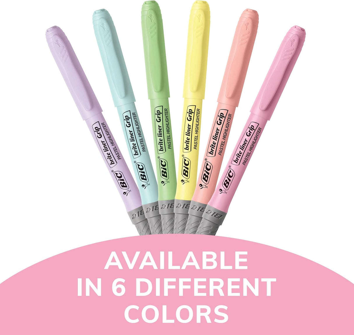 BiC Brite Liner Grip Pocket Highlighter - Assorted Pastels, 6 count-070330364110-LR-336912-3-LR eShop