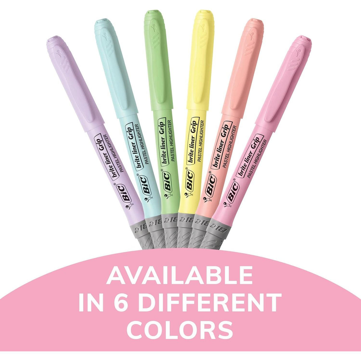 BiC Brite Liner Grip Pocket Highlighter - Assorted Pastels, 6 count-070330364110-LR-336912-3-LR eShop
