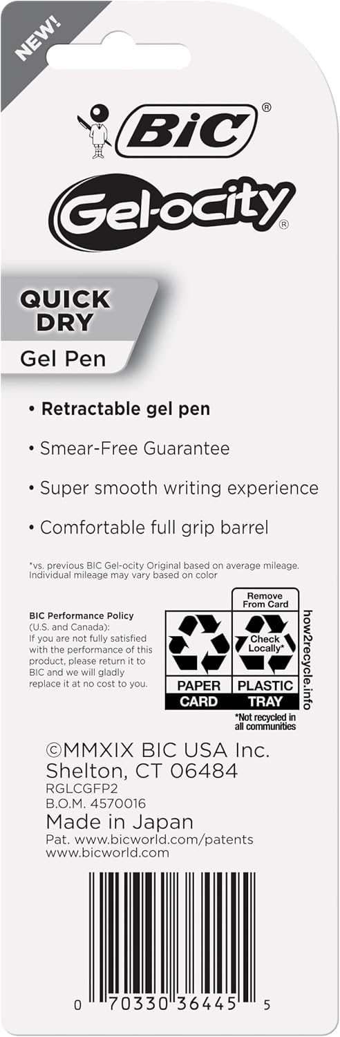 BiC Gel-ocity Retractable Pen - Black, 2 count-070330364455-LR-336906-4-LR eShop
