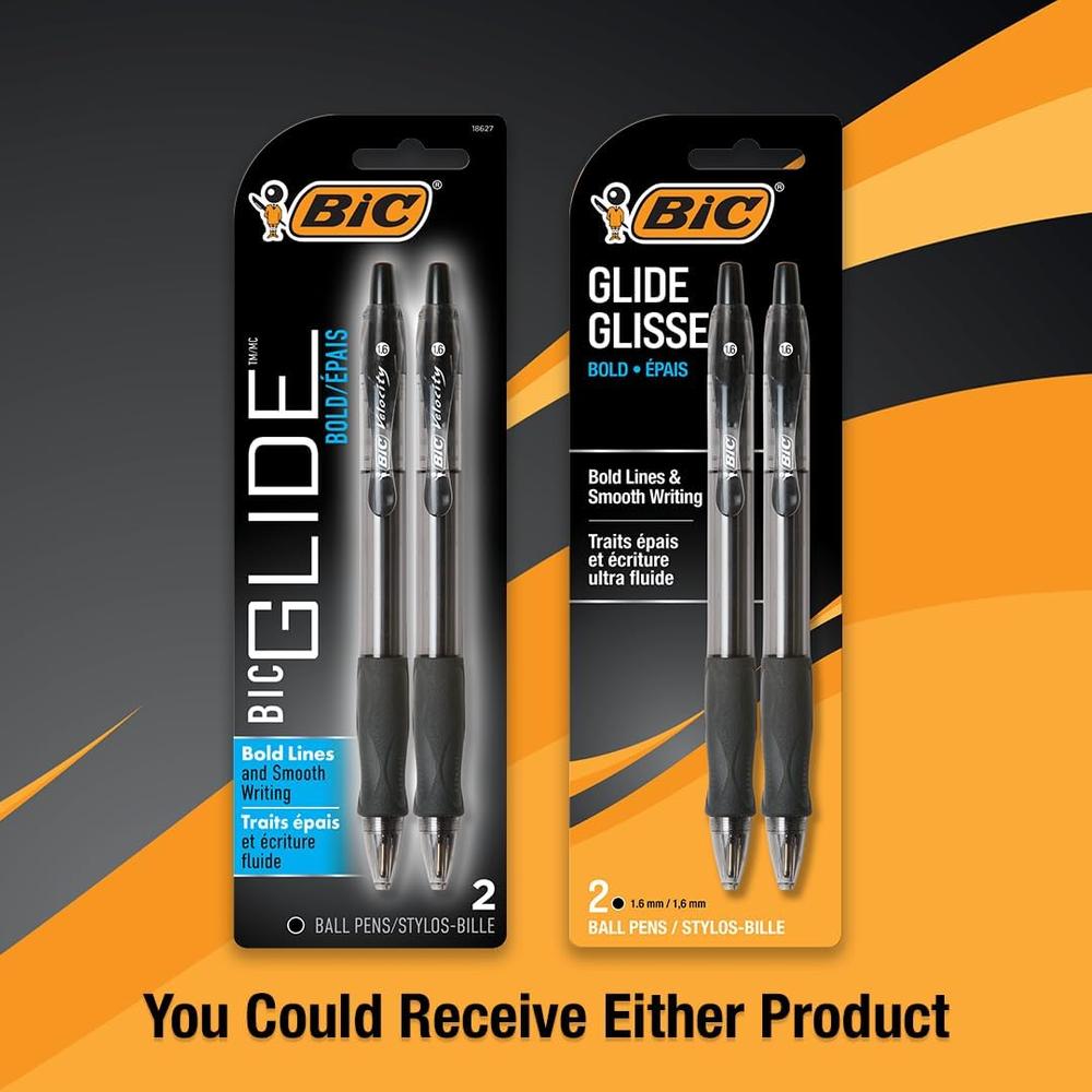 BiC Glide Retractable Ballpoint Pen - Black, 2 pack-070330186279-LR-218775-4-LR eShop