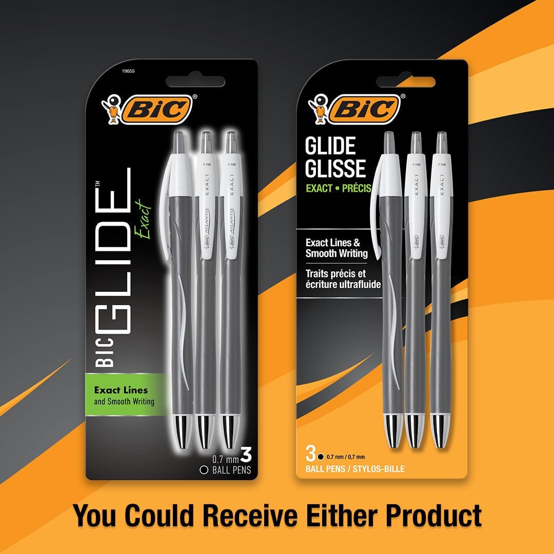 BiC Glide Retractable Ballpoint Pen - Black, 3 pack-070330196551-LR-306977-4-LR eShop