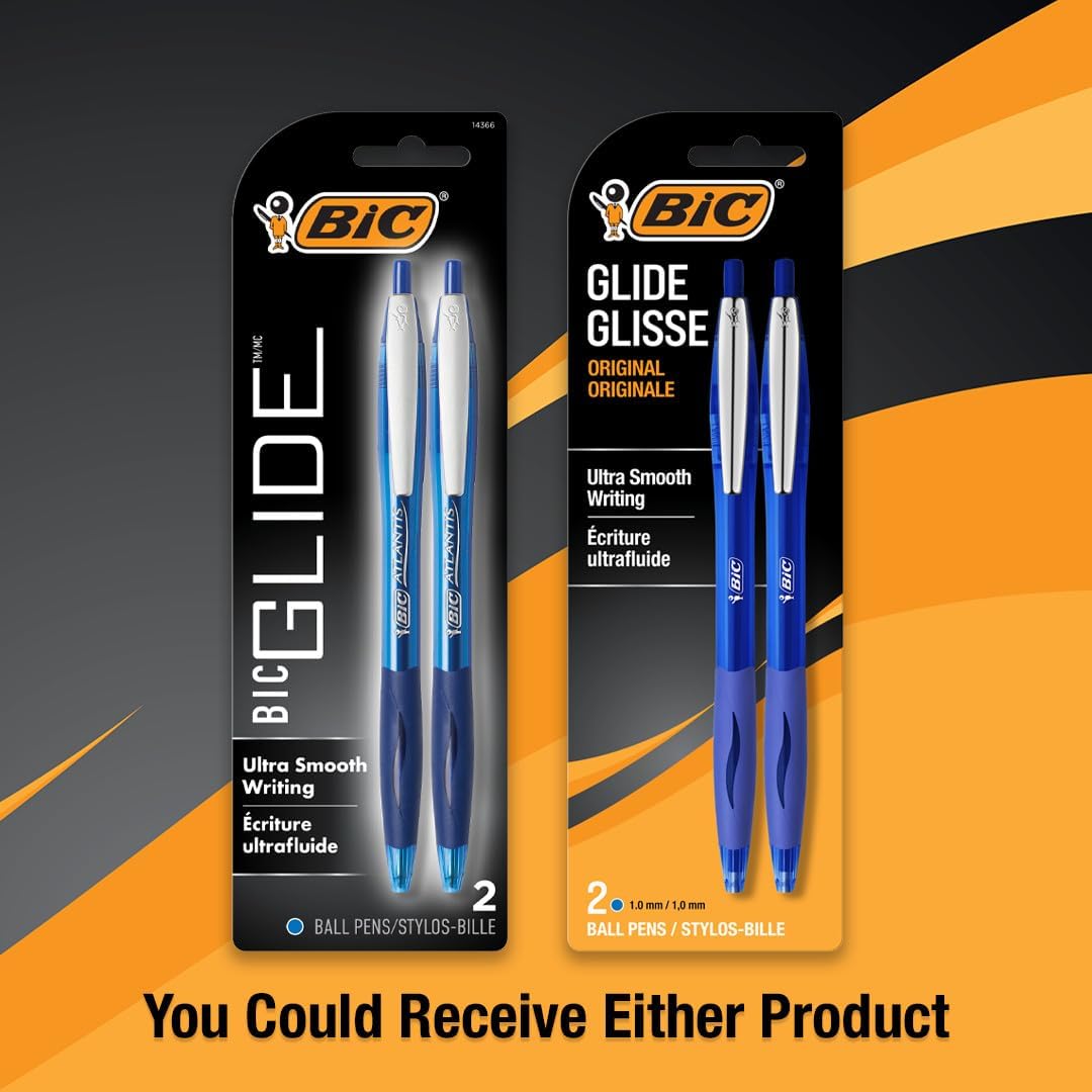 BiC Glide Retractable Ballpoint Pen - Blue, 2 pack-070330143661-LR-135773-5-LR eShop